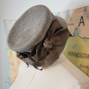 Vintage Hat By Ritz Elegant Gray Wool Hat with Bow